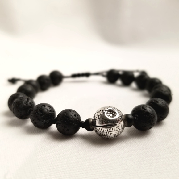 Death Star Lava Stone Bracelet, OS Adjustable - Picture 1 of 3